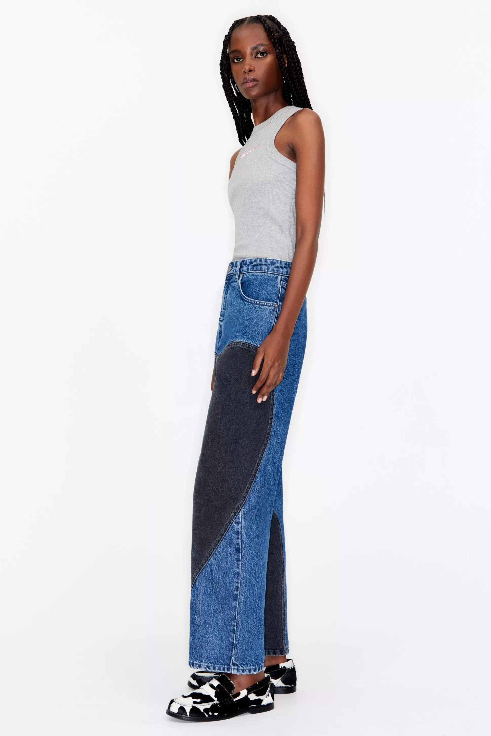 STRAIGHT CROPPED - Two-tone high rise jeans | Bimba Y Lola Hot