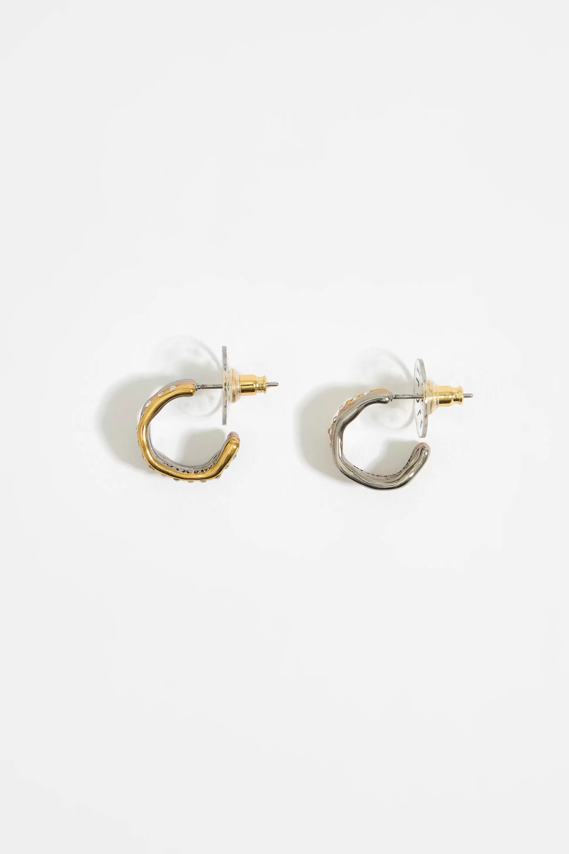 Textured hoop crystal earrings | Bimba Y Lola Fashion