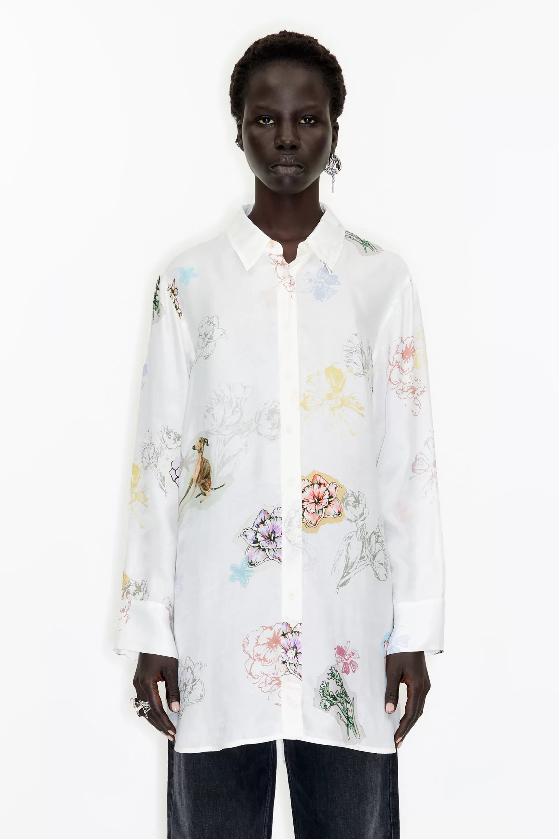 White Newdog oversize shirt | Bimba Y Lola Best Sale