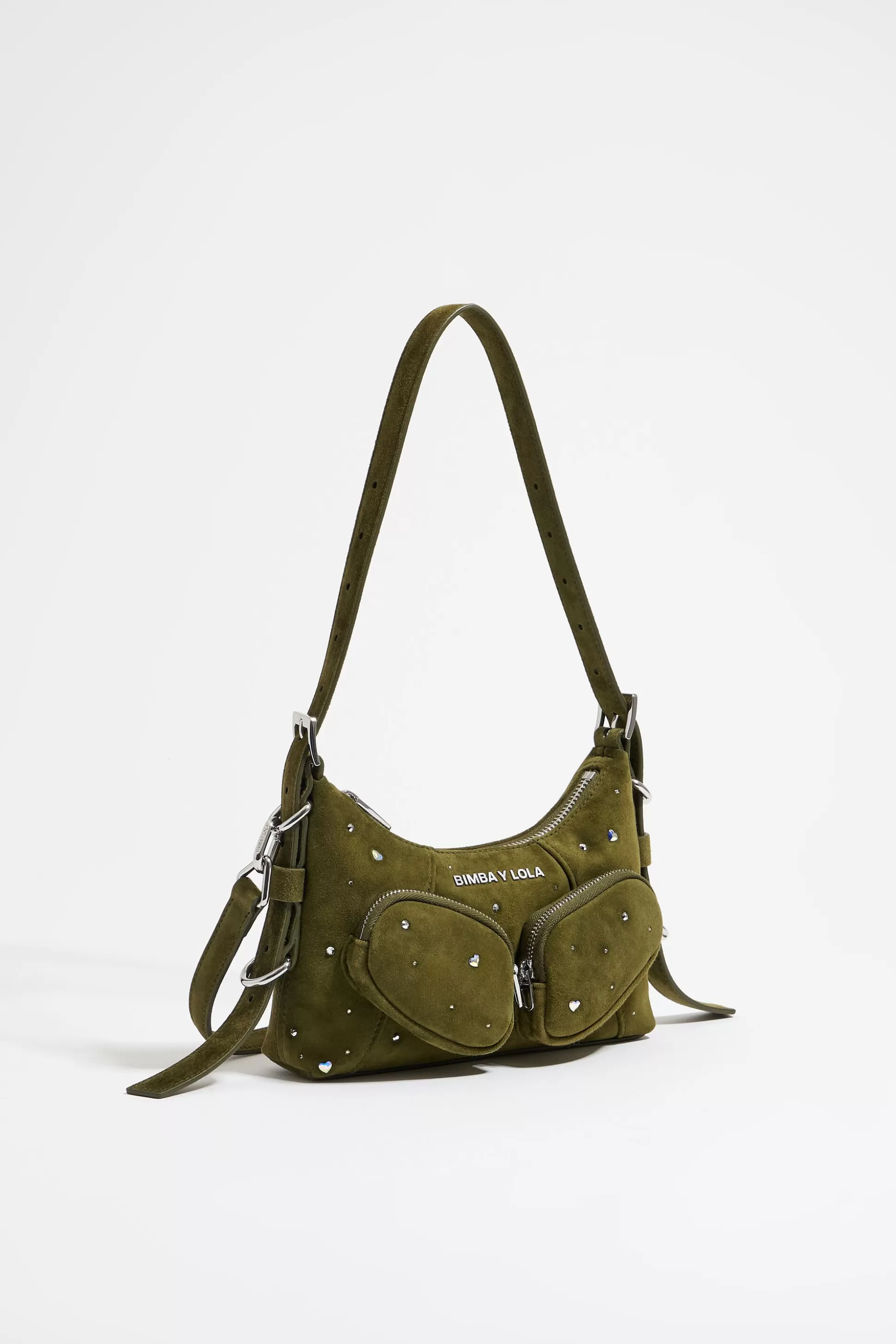 XS green leather Pocket slouch bag | Bimba Y Lola Store