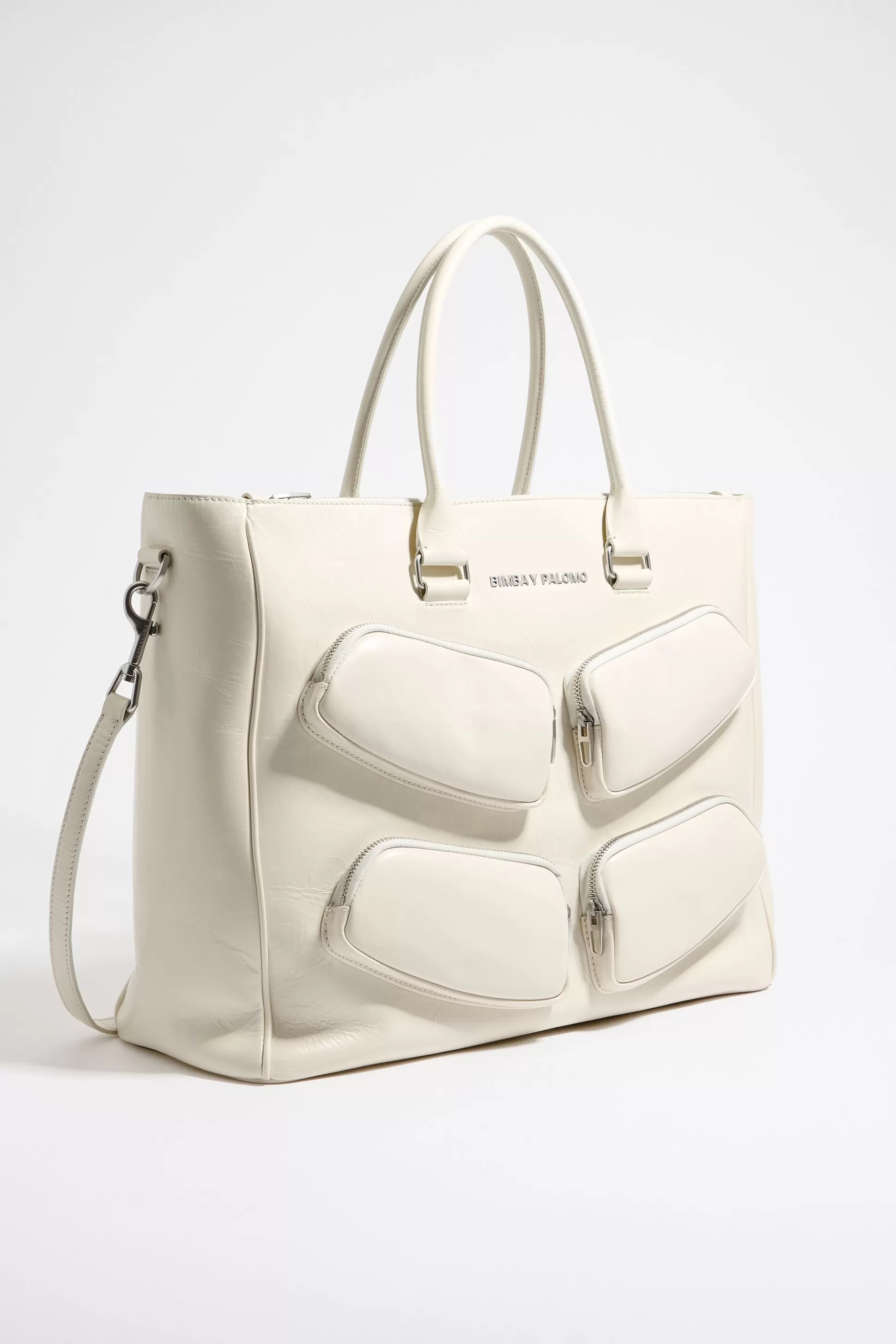 XXL off-white leather Pocket tote bag | Bimba Y Lola Discount